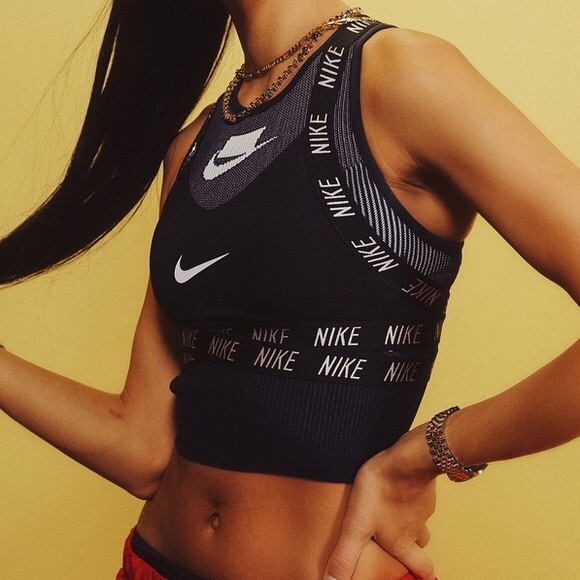 Nike Other - Nike Black Strappy Elastic Logo Sports Bra